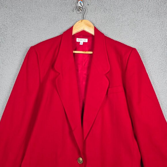 Vintage Talbots Blazer Womens Large 12 Worsted Wool Classic Jacket Red Preppy - Picture 3 of 15